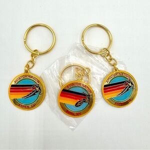 NWT BUNDLE (3) Aviator Nation Logo Keychains Gold key chain brand new Aspen Soho